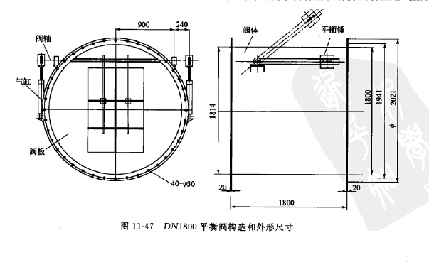 DN1800平衡閥構造和外形尺寸